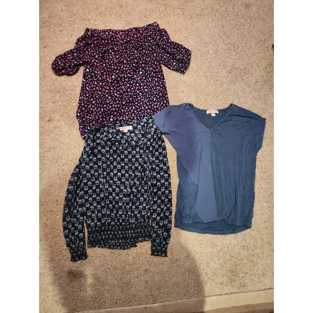 Michael Kors Womens Blouse Bundle Lot Size S XS Floral Smocked Peasant Career